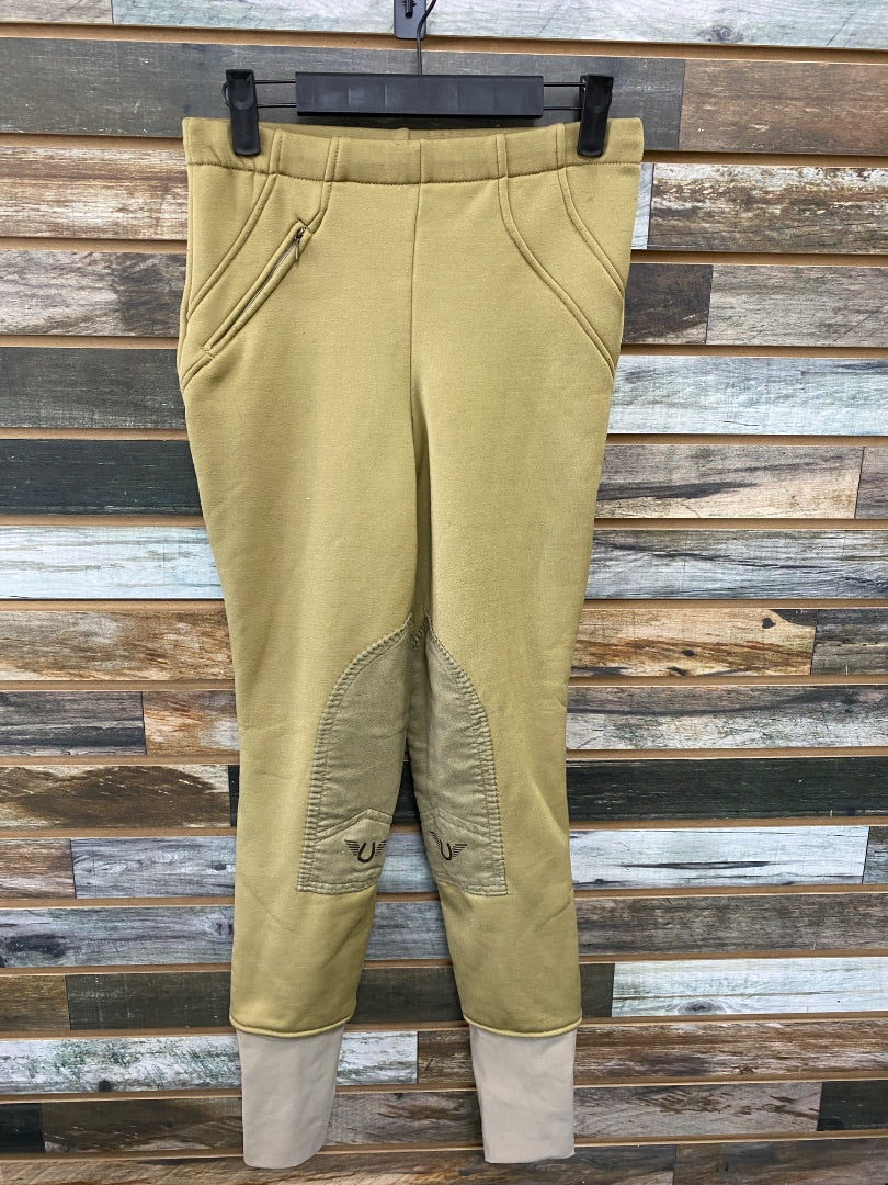 USED Tuffrider Ladies Front Zip Kneepatch Breech 28 Tan