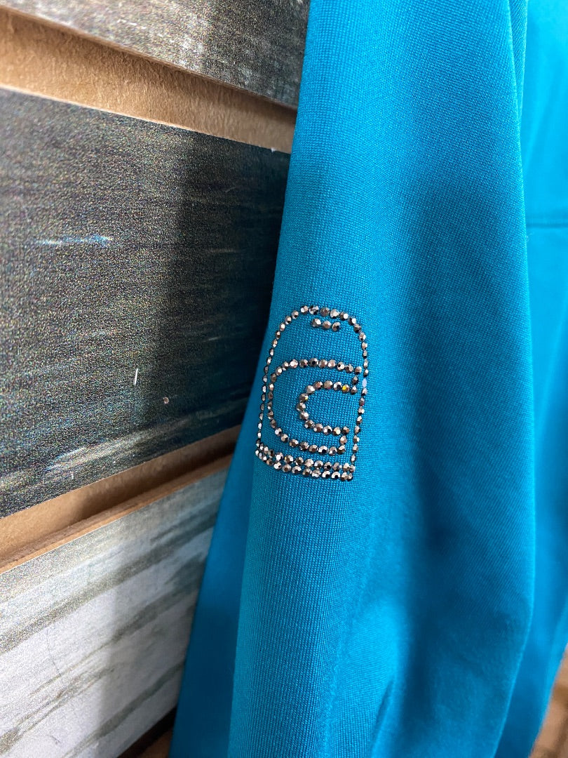 USED Cavallo Ladies Winter Shirt XL Teal/Blue