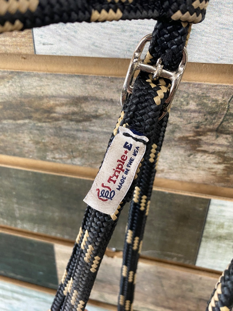USED Triple E Nylon Browband Headstall Horse Black/Tan