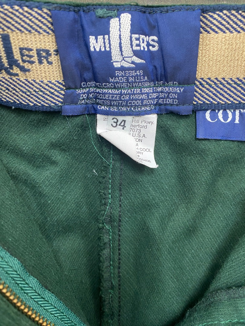 USED Millers Velvet Knee Patch Breeches 34 Dark Green