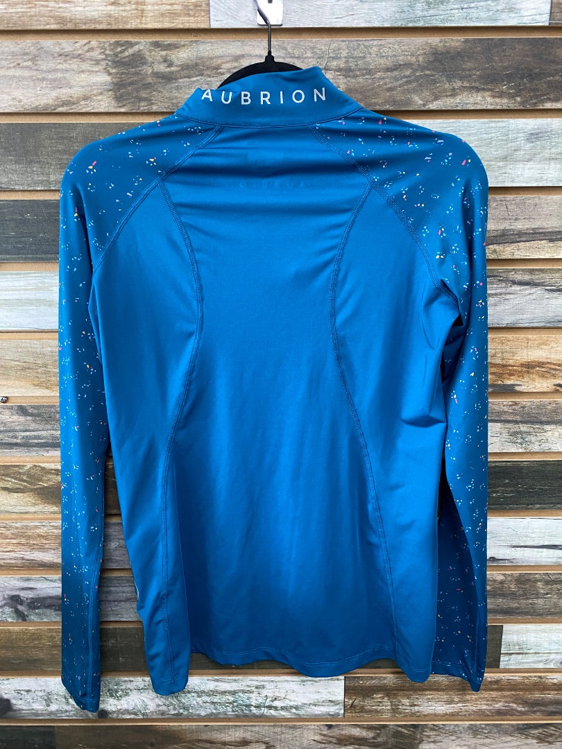 USED Aubrion Ladies Longsleeve Riding Top with Polkdot Arms Small Blue