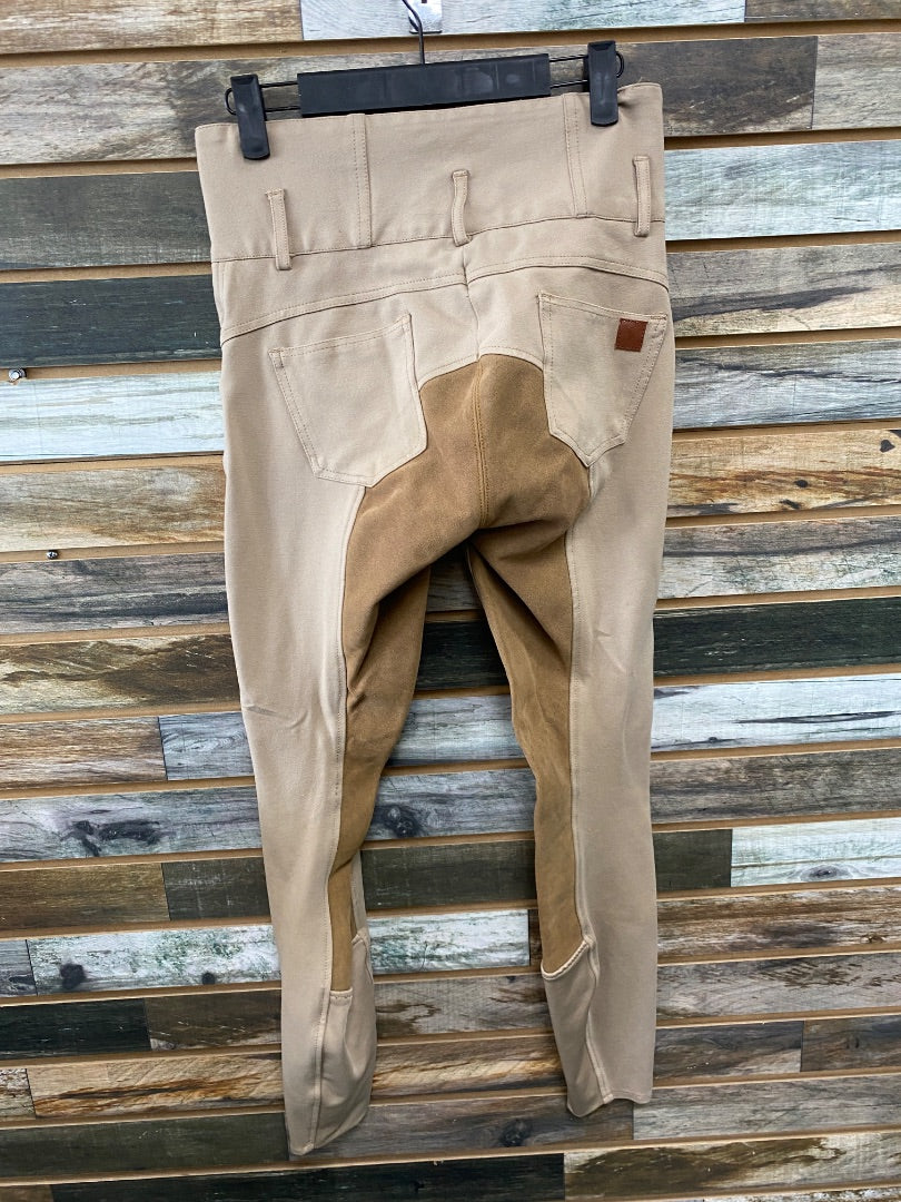 USED Horze High Waisted Fullseat Breeches 28 Tan