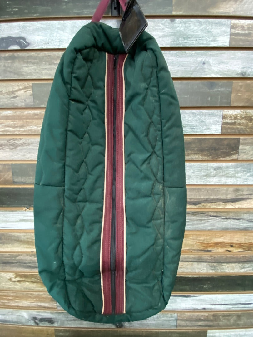 USED Bridle Bag Green w/Red Trim