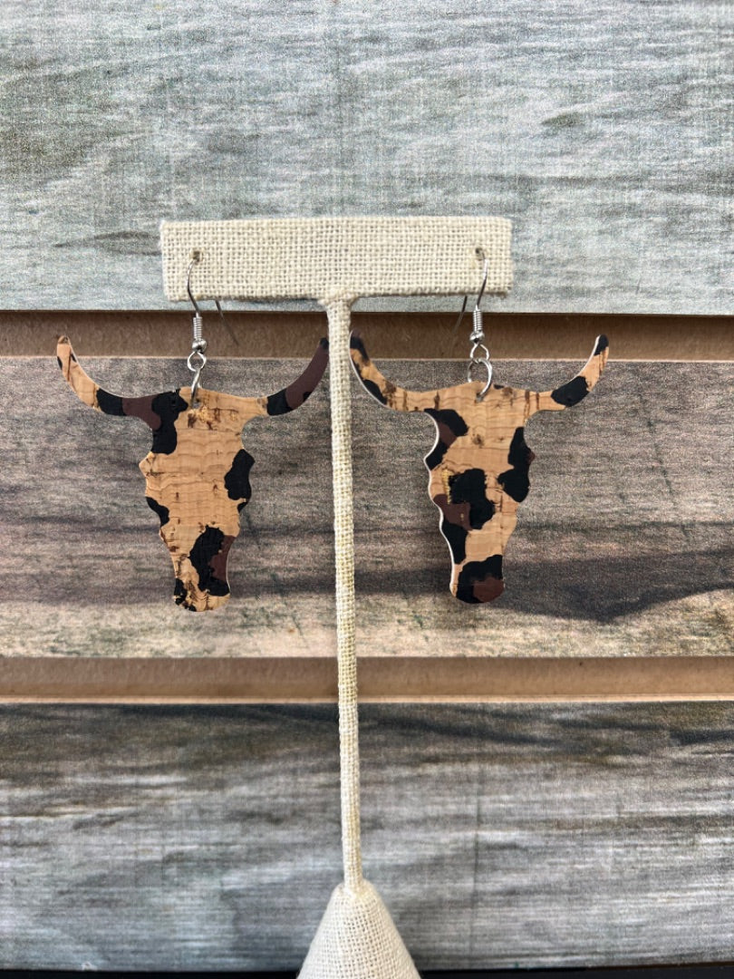 USED Leopard Print Steer Earrings