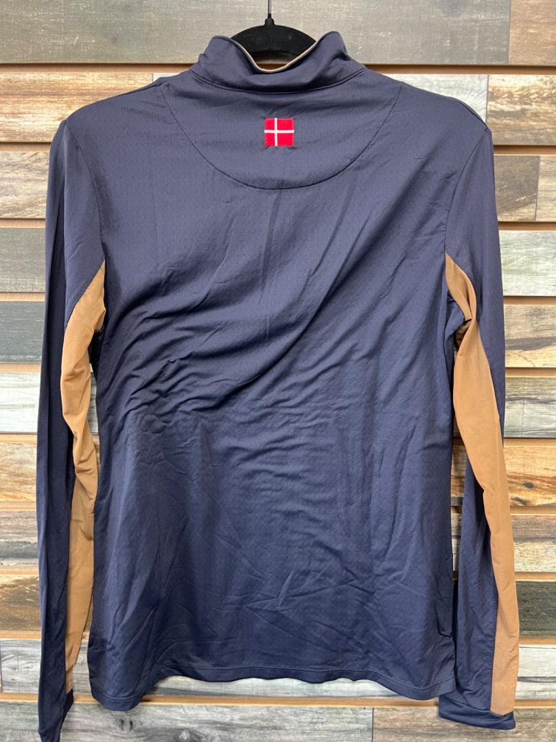 USED Kastel Denmark Ladies 1/4 Zip Sun Shirt Large Navy & Copper