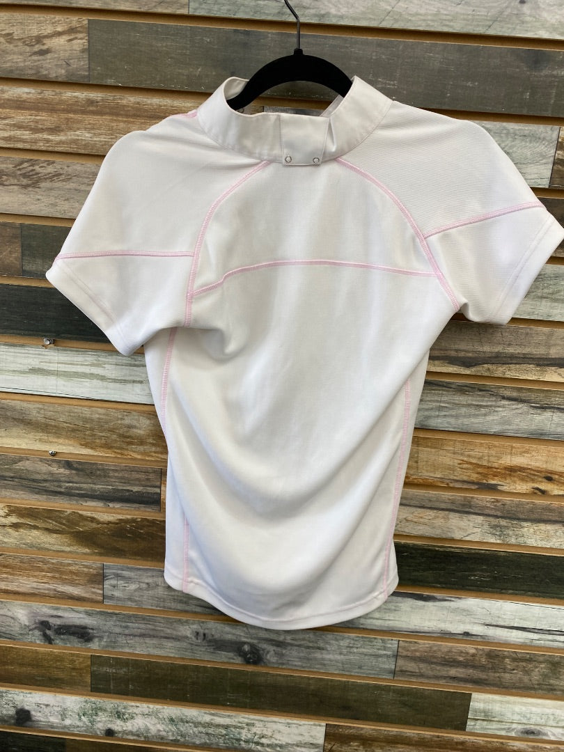 USED Ladies English Show Shirt Small White/Pink