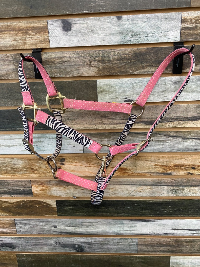 USED red haute Halter Large Zebra / pink