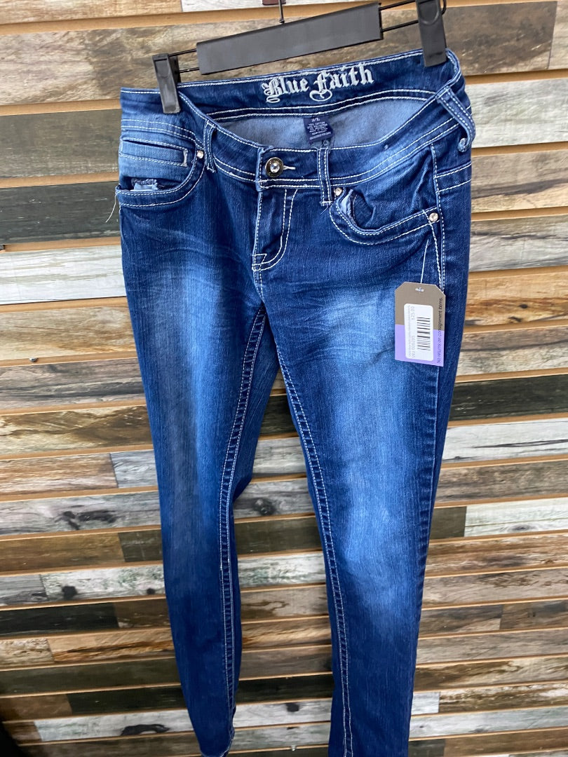 USED Blue Faith Ladies Western Jeans Dark Wash
