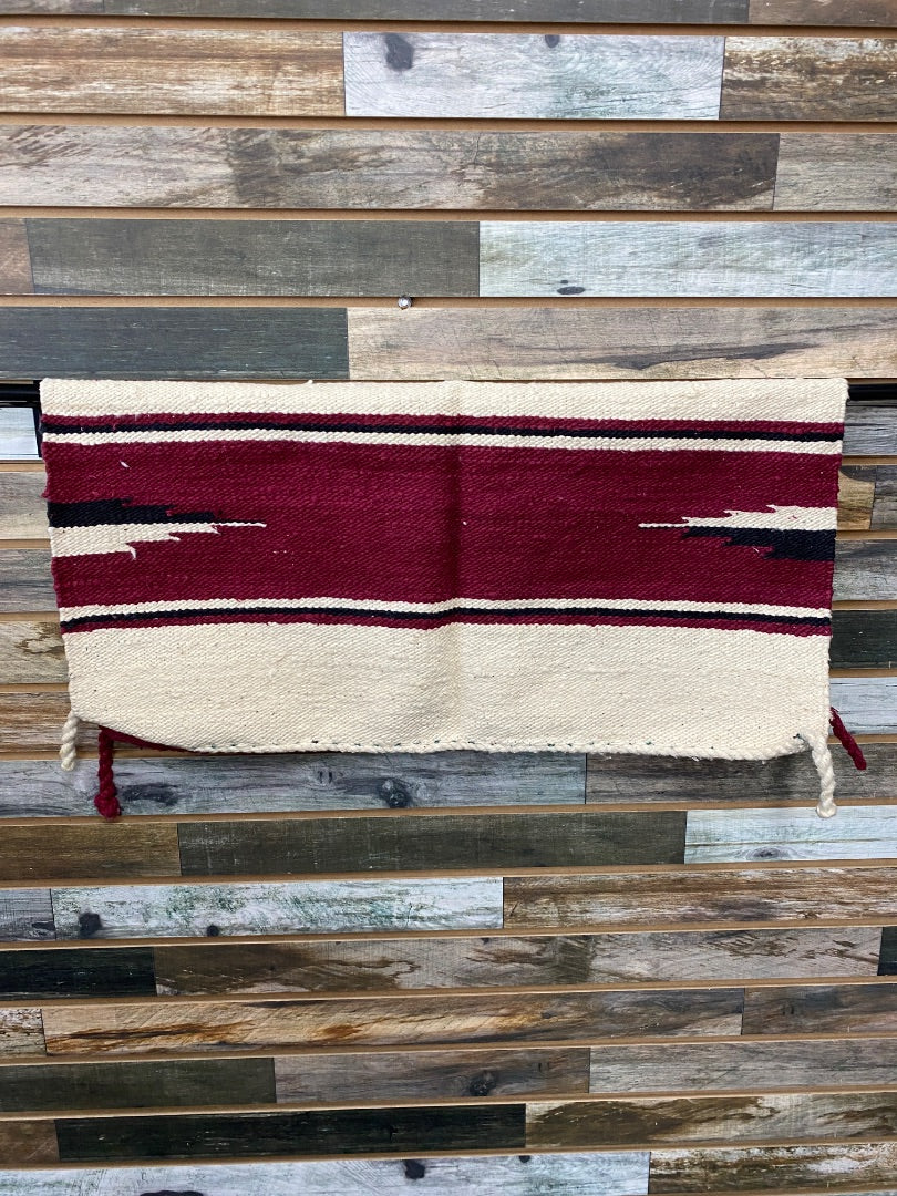 USED Wool Western Saddle Blanket 30” x 30” White/black