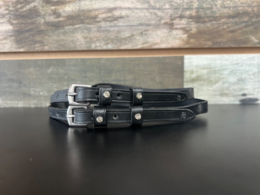 USED Ladies English Spur Straps Black w/ Rhinestones