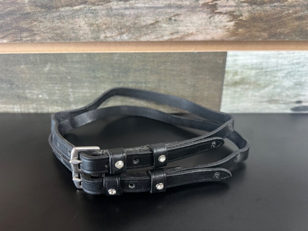 USED Ladies English Spur Straps Black w/ Rhinestones