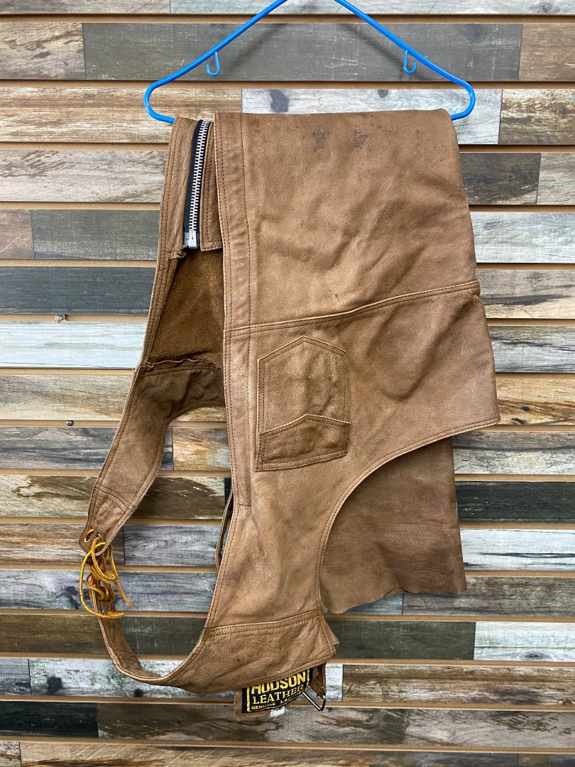 USED Hudson Western Leather Work Chaps Large (Mens) Tan