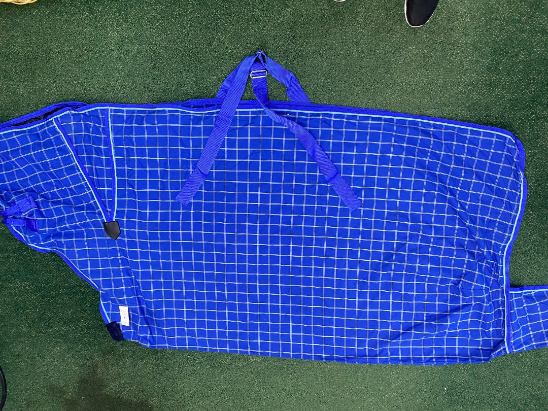 USED Kensignton Stable Sheet Polyester 78” Blue Plaid