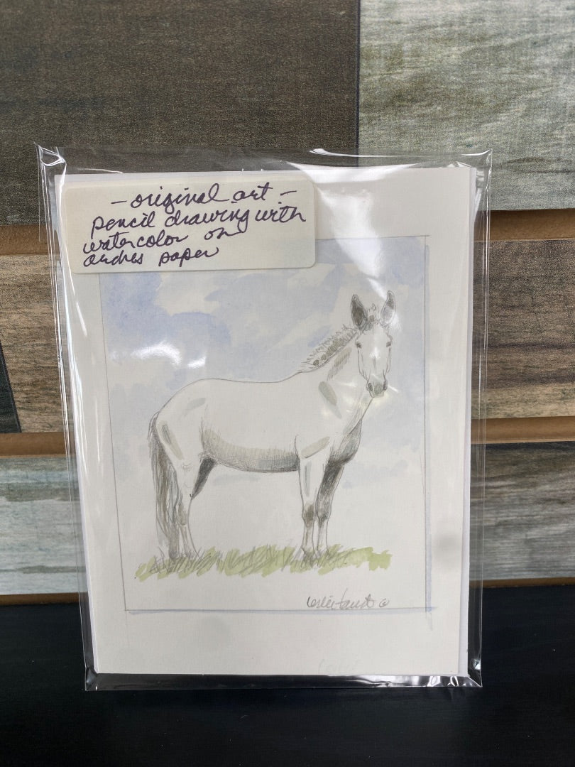 White Mule Watercolor 5"x7"