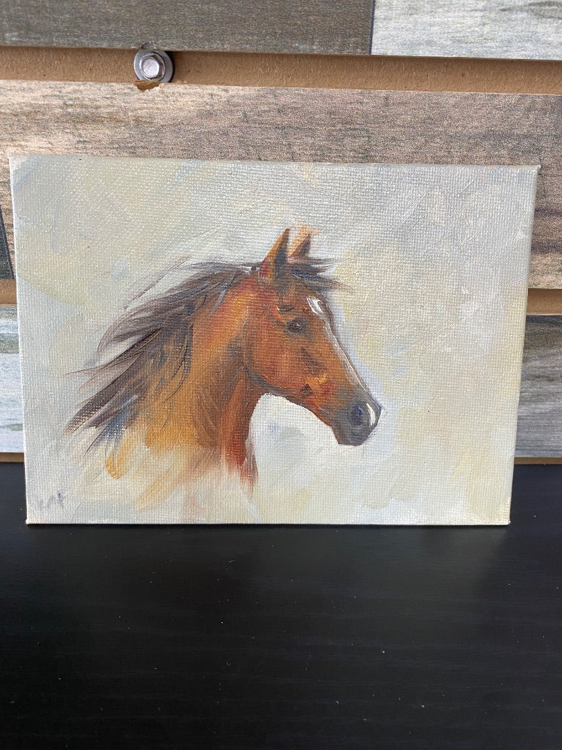 Bay Oil Horse Painting 5"x7"