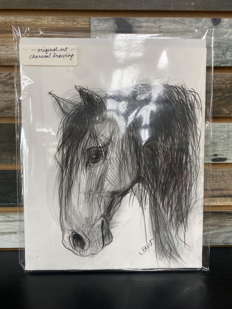 Horse Head Charcoal Drawing 9"x12"