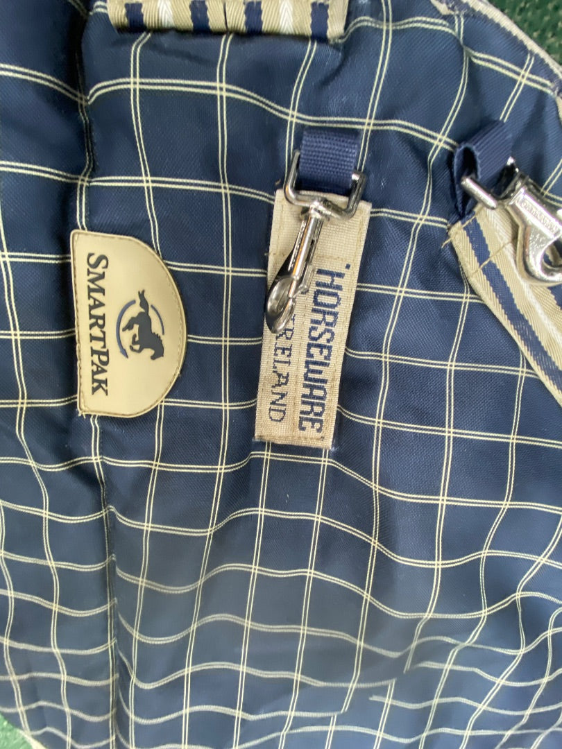 USED Rhino Barrier Technology Heavy Turnout 78" Navy/Tan Plaid