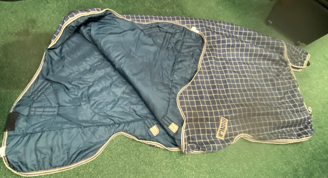 USED Rhino Barrier Technology Heavy Turnout 78" Navy/Tan Plaid