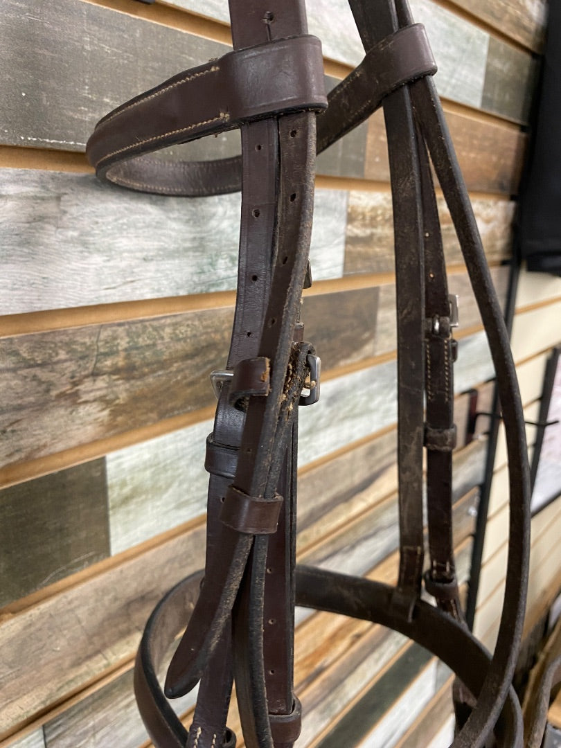 USED Black Oak English Bridle with Reins Cob Dark Brown