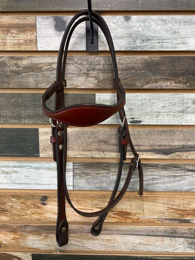 USED Browband Headstall Horse Dark Oil/Red