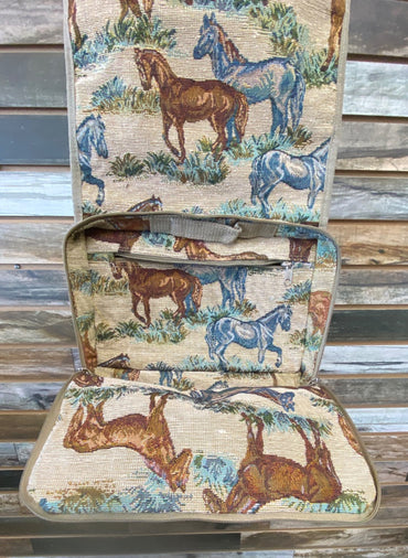 USED  Collapsible Rolling Bag  Vintage Horse Print