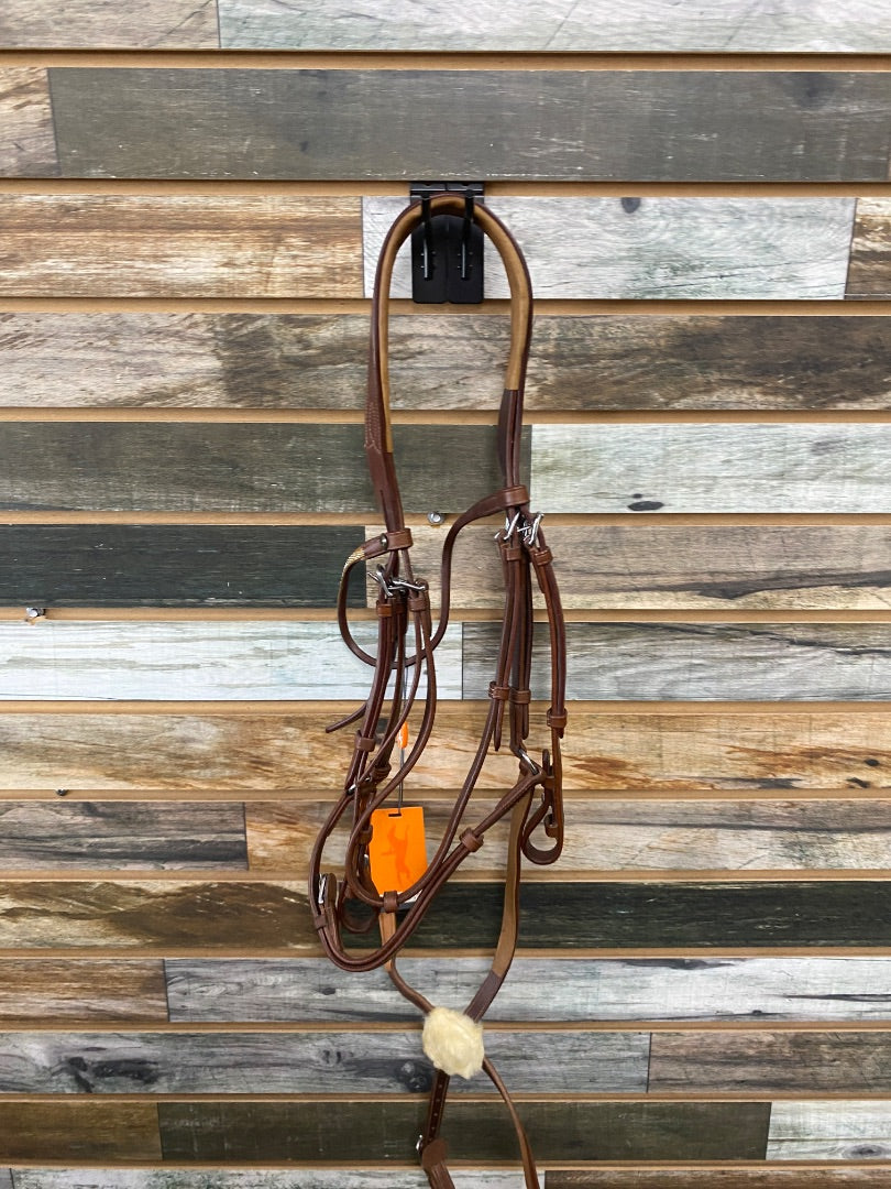 USED Schockemohle English Bridle Full Brown w/ Gold Accents