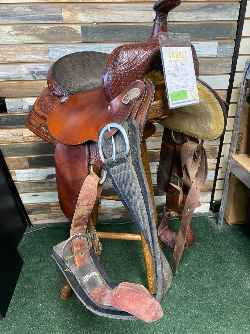 USED Hereford Tex Tan Western Trail/Pleasure Saddle 15" Dark Oil