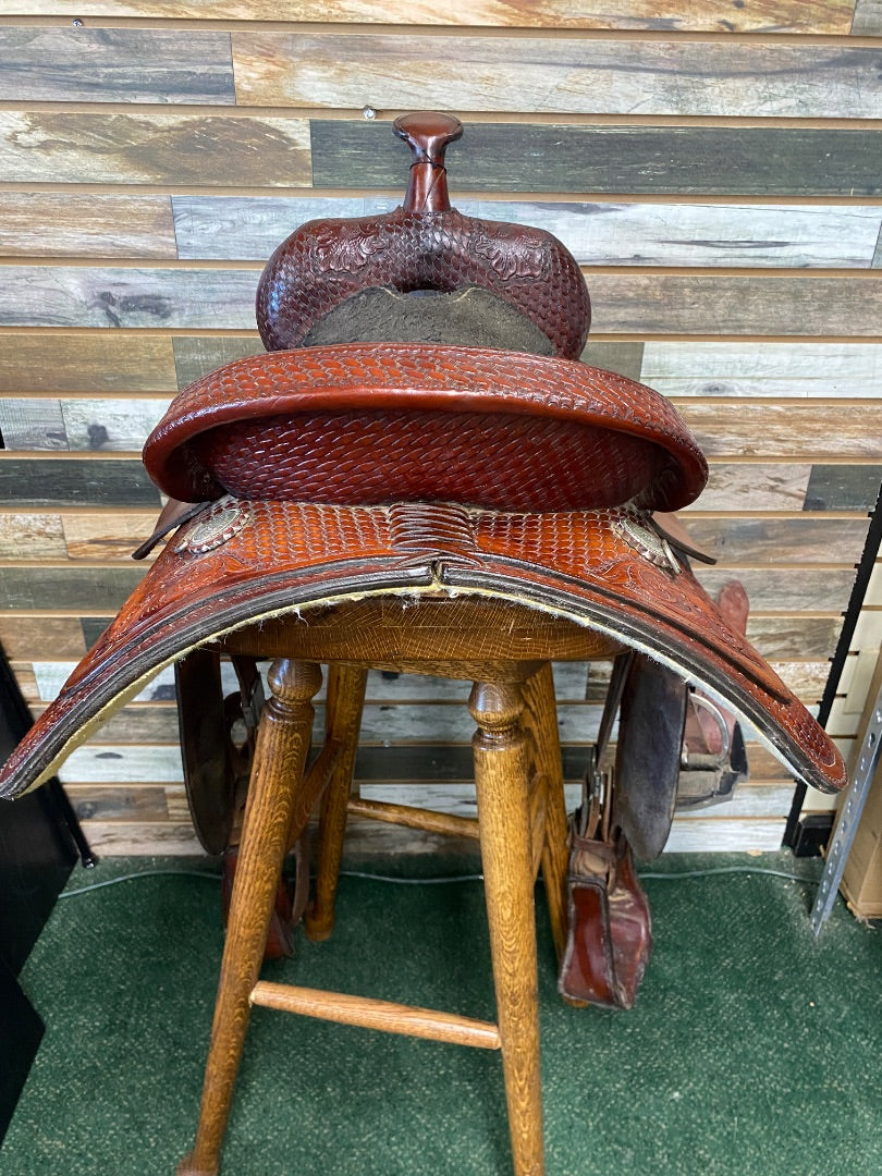 USED Hereford Tex Tan Western Trail/Pleasure Saddle 15" Dark Oil