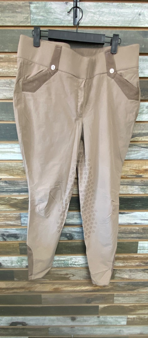 USED PS of Sweden Ladies English Breeches Full Seat 44ES(34us) Tan w/Suede trim