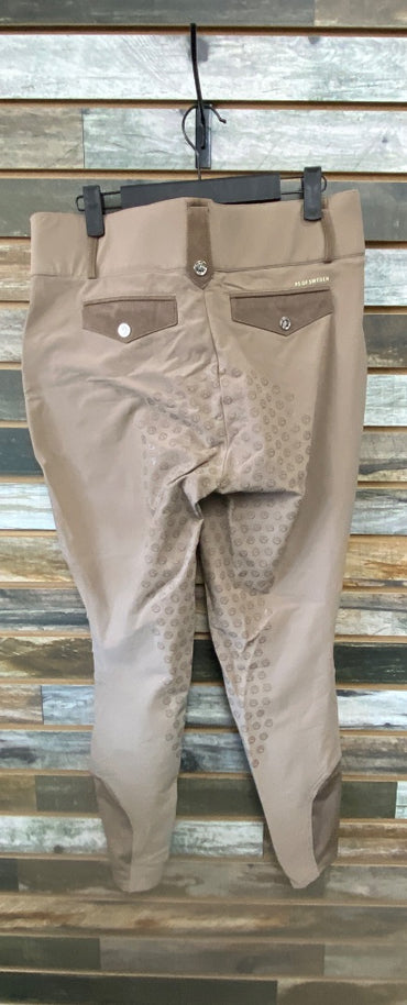 USED PS of Sweden Ladies English Breeches Full Seat 44ES(34us) Tan w/Suede trim