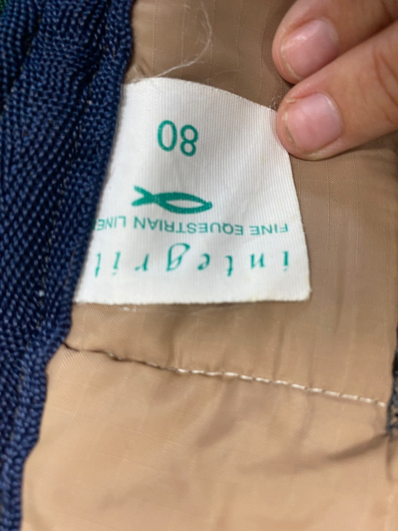 USED Integrity Blankets 80" Green w/ Blue trim