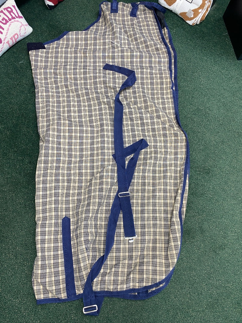 USED Dura-Tech Blankets 80" Blue/Tan Plaid