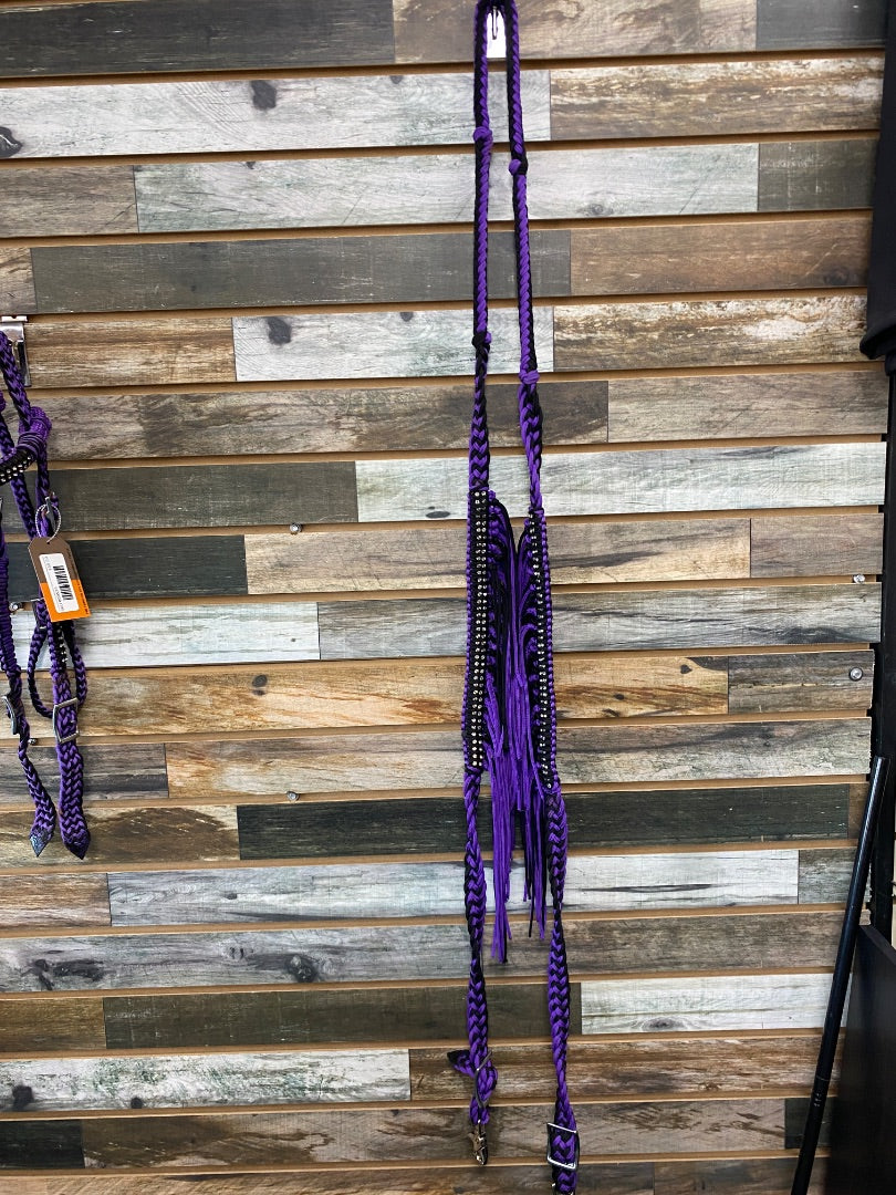USED No Brand Western Nylon Headstall Medium Black/Purple
