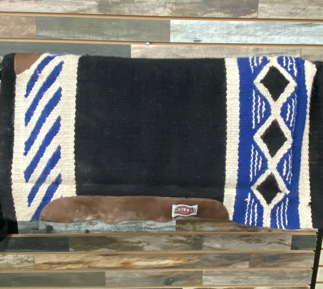 USED Showman Western Saddle Pad 30"x30" Blue/White/Black