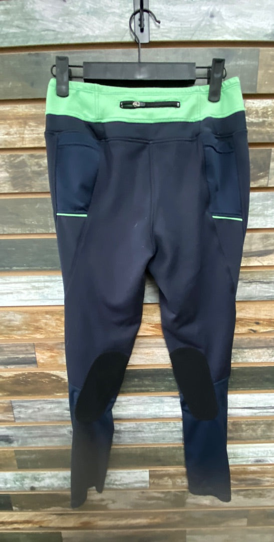 USED Irideon Knee Patch Breeches Fleece XL Navy/Green