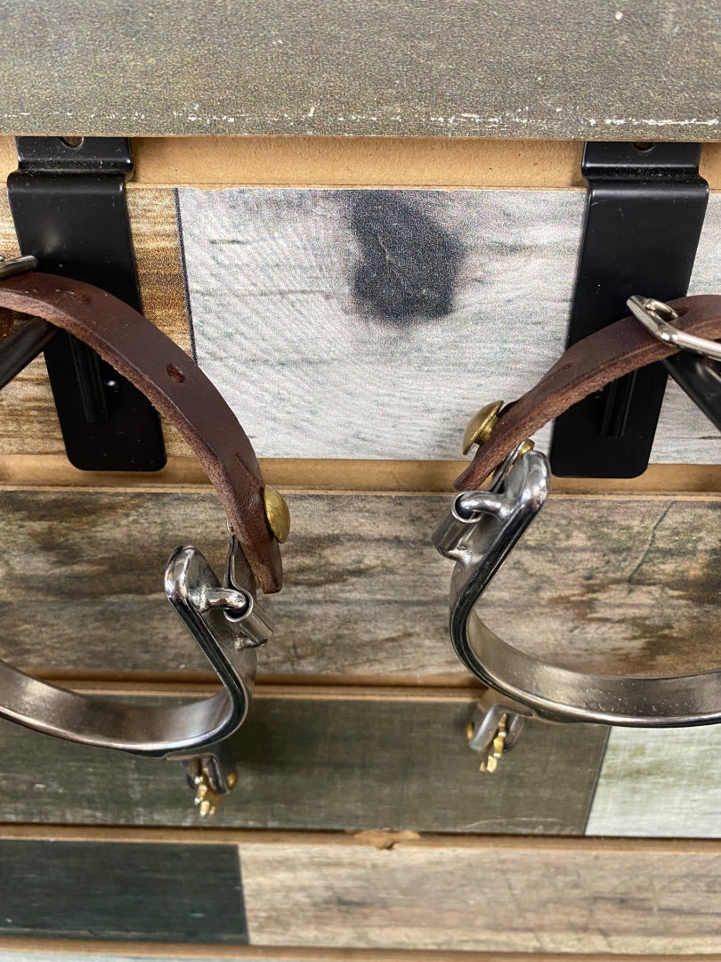 USED Weaver Western Spurs With Small Rowels Ladies Medium Oil/Silver