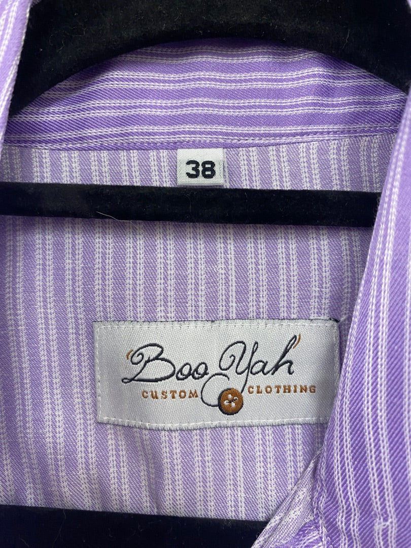 USED Boo Yah Ladies English Top Long Sleeve 38 Purple/White