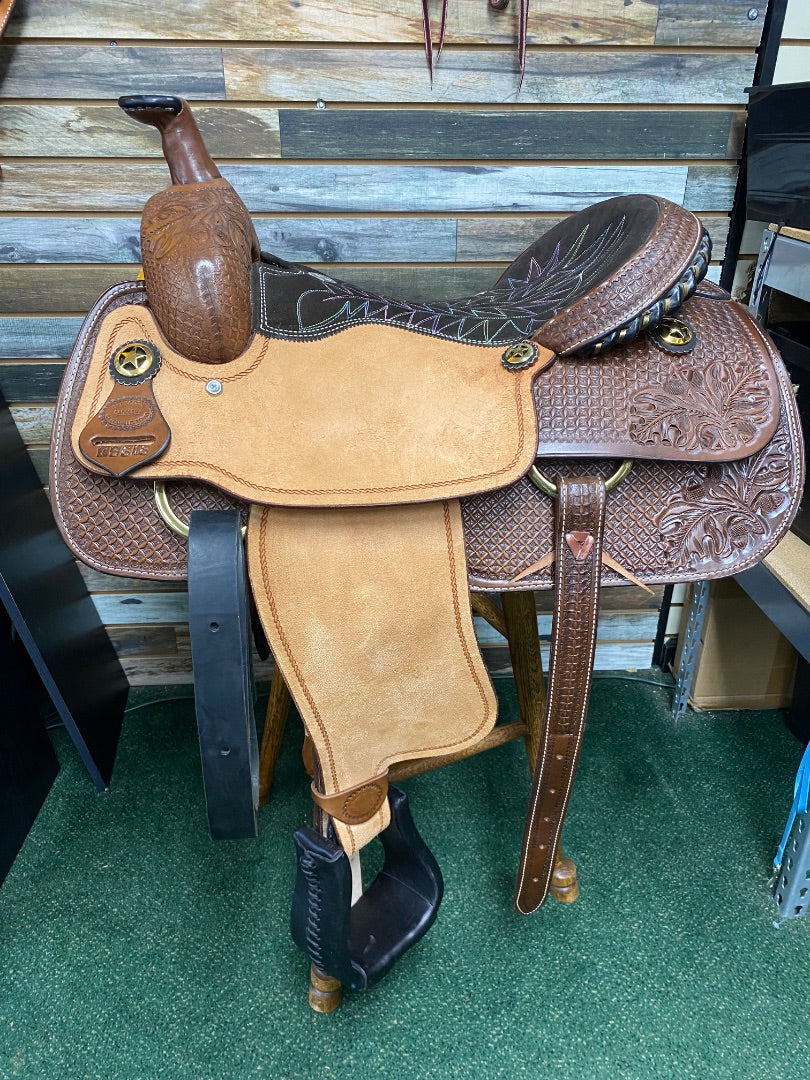 USED Billy Cook Western All Around Saddle 17” Tan/Dark Oil