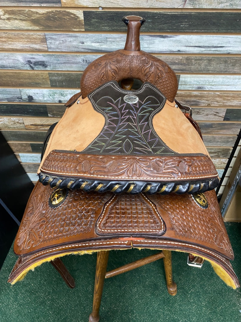 USED Billy Cook Western All Around Saddle 17” Tan/Dark Oil