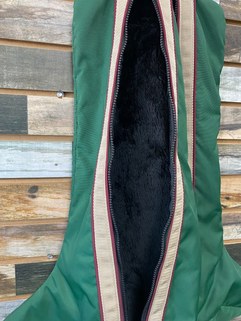 USED Golden Horseshoe Equestrian Boot Bag Green/Red/Tan
