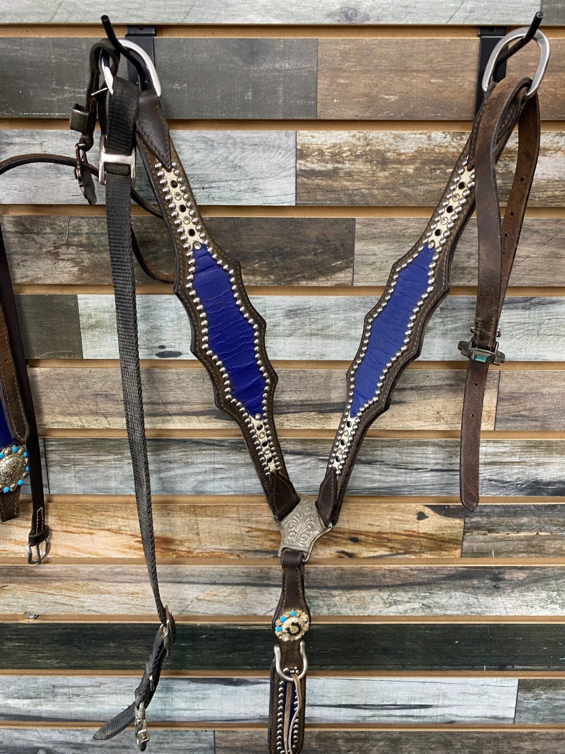 USED No Brand Western Tack Set Headstall + Breastcollar Horse Dark Oil