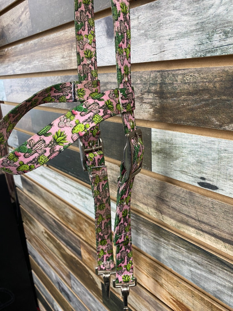 USED Robin's Tack Pink Cactus Western Headstall Horse Pink