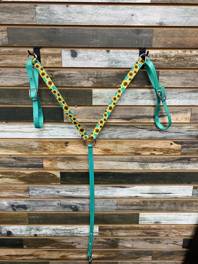 USED Hot Headstalls Sunflower Breastcollar Horse Teal