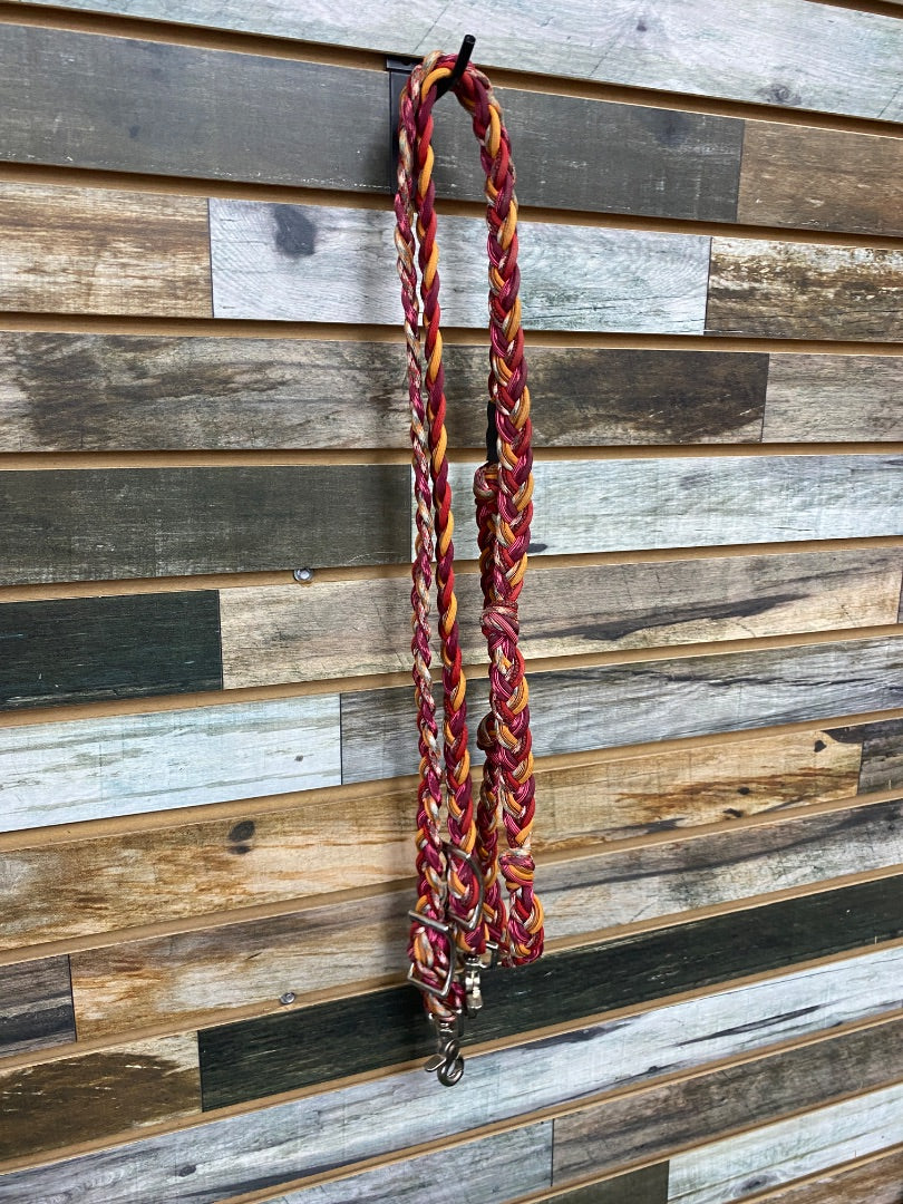 USED WhinneyWear Barrel Reins Maroon/Orange