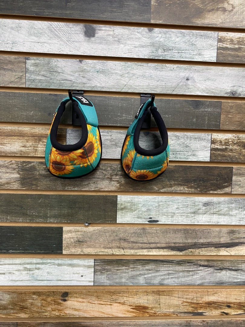 USED Hot Headstalls Sunflower Bell Boots M Teal
