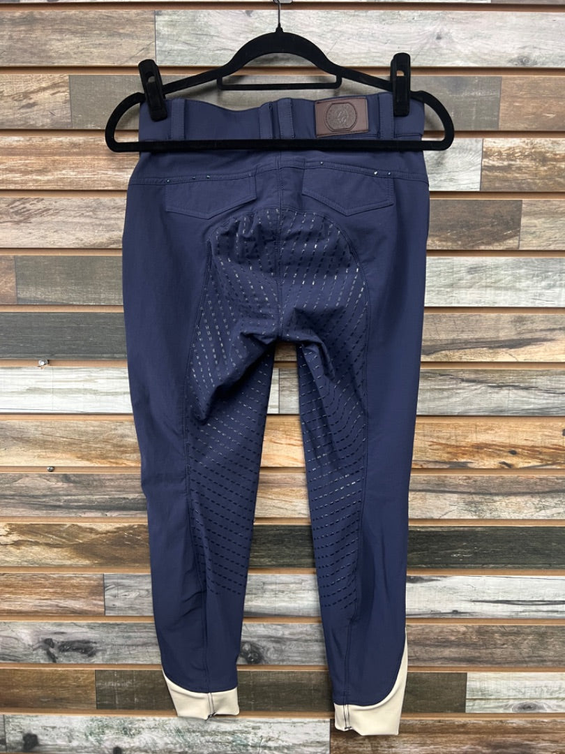USED Lauren Garrelli 68 Fullseat Silicone Breeches 26 Navy