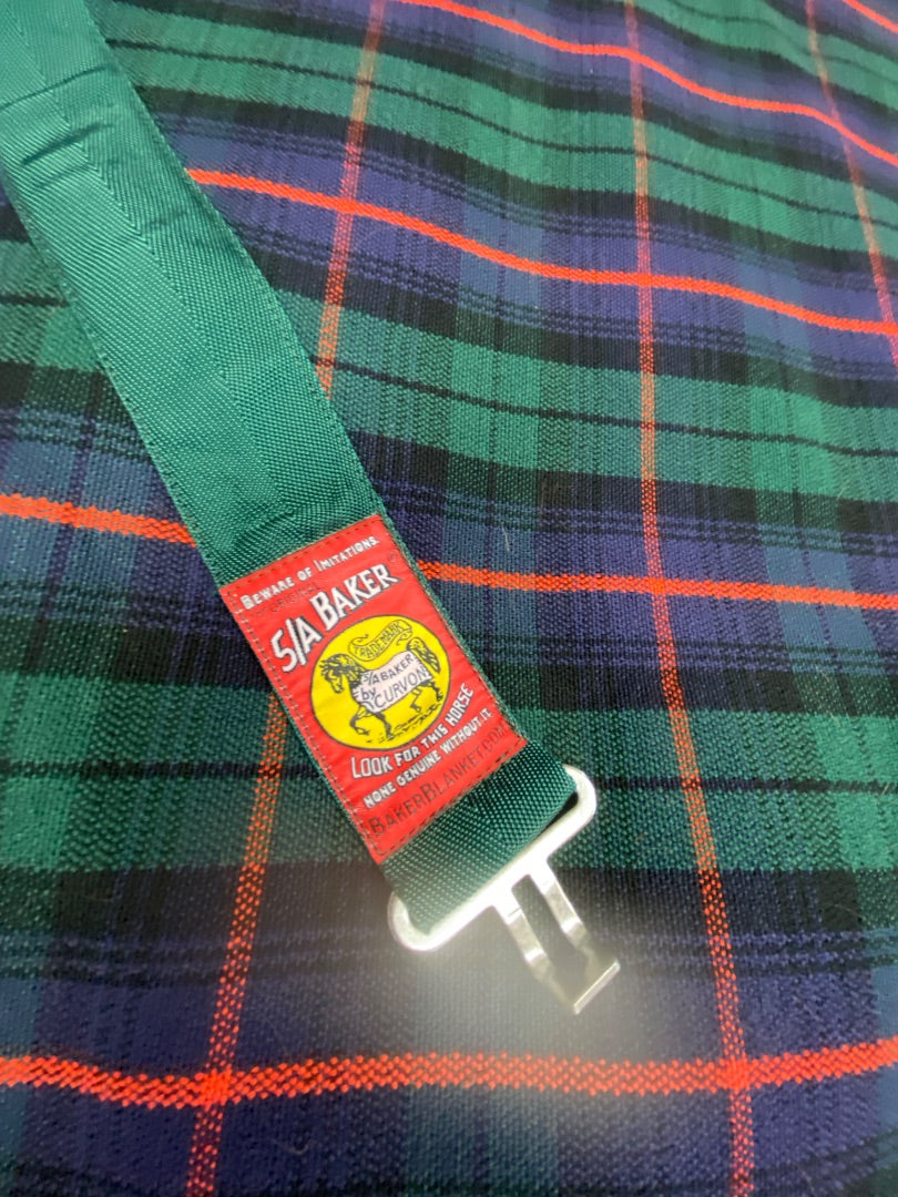 USED Baker Heavy Weight Stable Sheet 80" Tartan Green/Navy Plaid