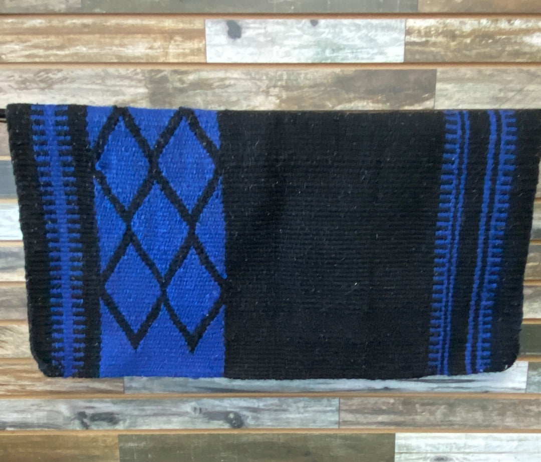 USED Western Saddle Blanket 34" Black/Blue