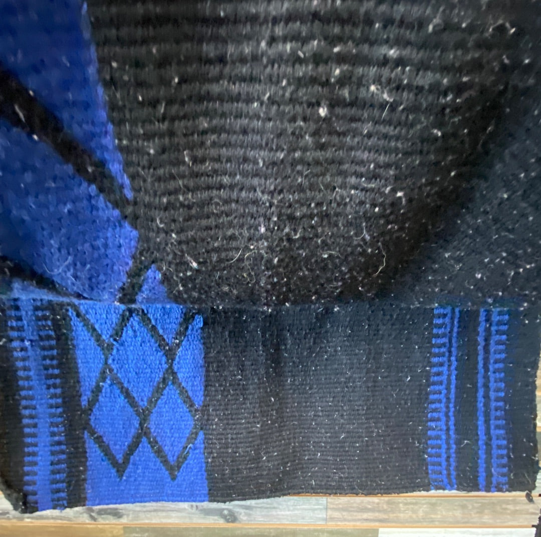 USED Western Saddle Blanket 34" Black/Blue