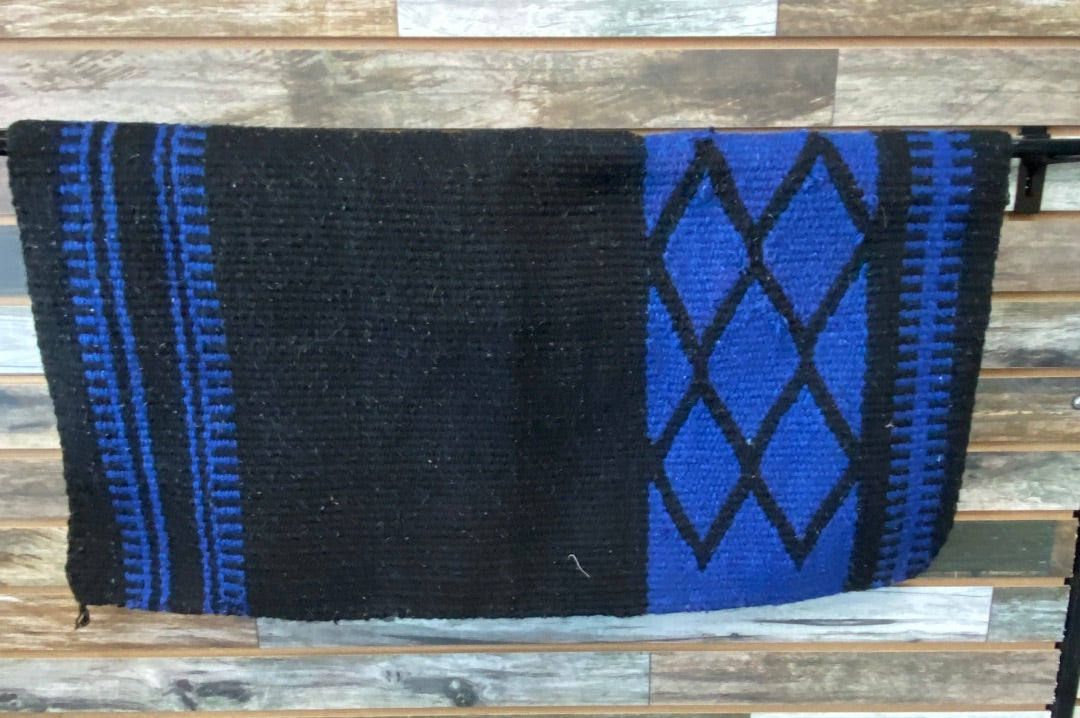 USED Western Saddle Blanket 34" Black/Blue